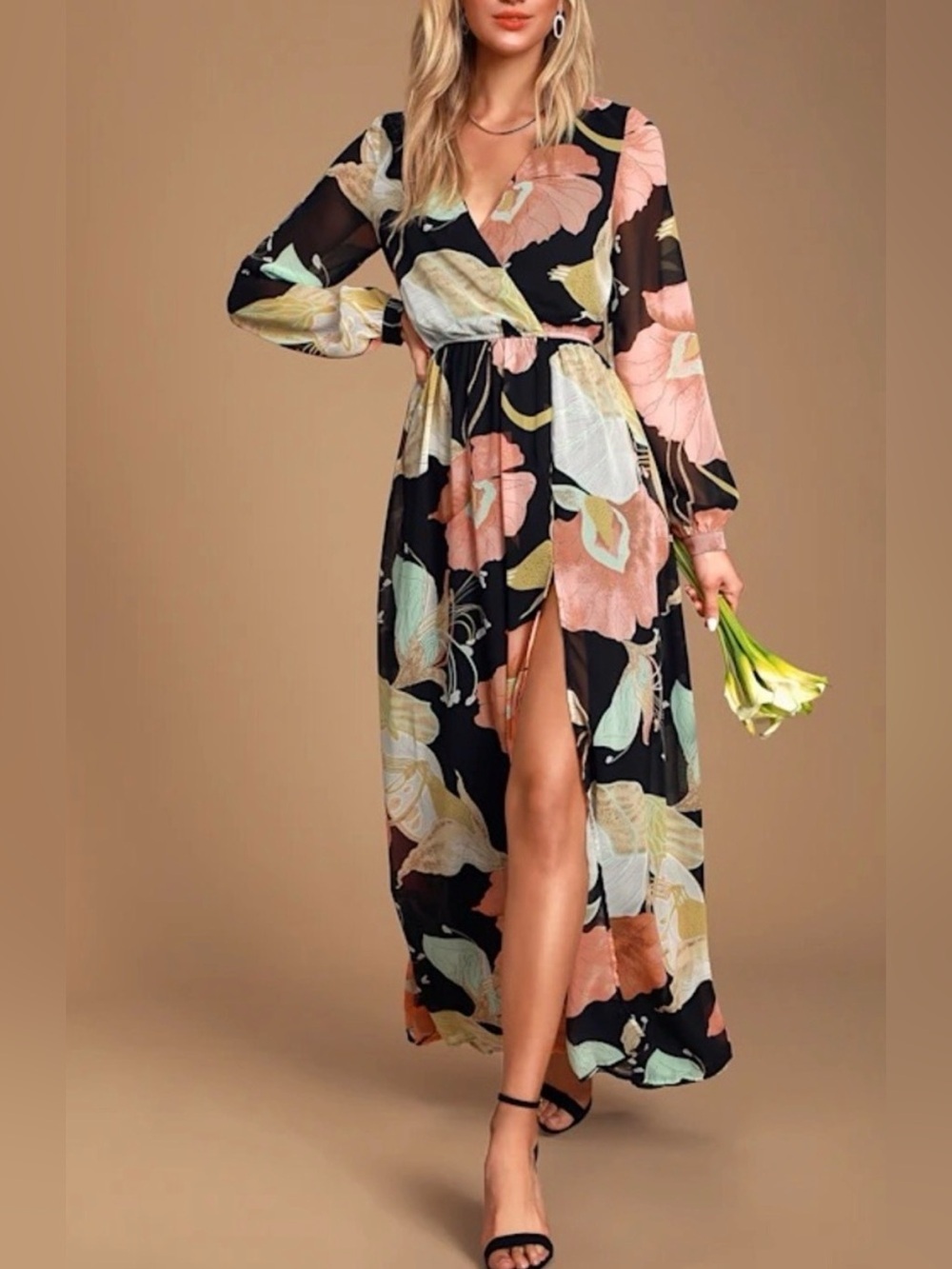 Lulus NWT Wondrous Water Lillies maxi dress, small